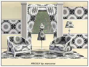 Sims 3 — Prickly_marcorse by marcorse — Geometric pattern: prickly concentric circles in black and white