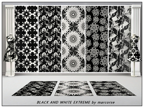 Sims 3 — Black and White Extreme_marcorse by marcorse — Five black and white patterns - all are found in Fabric, except