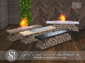 Sims 4 — Solatium fireplace with logs by SIMcredible! — by SIMcredibledesigns.com available at TSR 4 colors variations