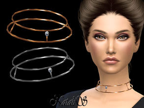 Sims 4 — NataliS_Skinny double necklace with crystal by Natalis — Skinny double necklace with crystal. 3 colors. FT-FA-YA