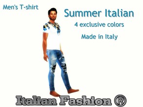 Sims 4 — Italian summer t-shirt by massy76it2 — 4 colori esclusivi Italian Summer Fashion man, made in Italy