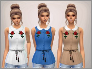 Sims 4 — Rose Tops by SweetDreamsZzzzz — Set of 6 shirt tops for everyday and party wear Hair by sclub
