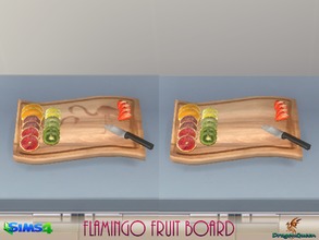 Sims 4 — Flamingo Fruit Board by DragonQueen — Sliced orange, blood orange, kiwi, lime, lemon and strawberries atop a