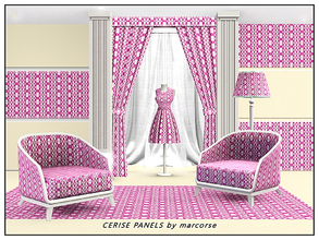 Sims 3 — Cerise Panels_marcorse by marcorse — Geometric pattern: diamond paned vertical panels in cerise, pink and white