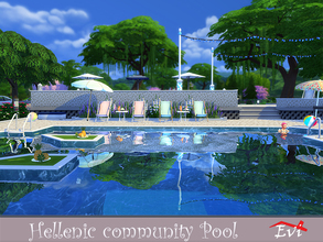 Sims 4 — Hellenic community pool by evi — The design of this community pool has been influenced by the aegean sea, its