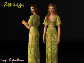 Sims 4 — Zendaya by laupipi2 — Zedaya's dress at the MTV red carpet. -New mesh 