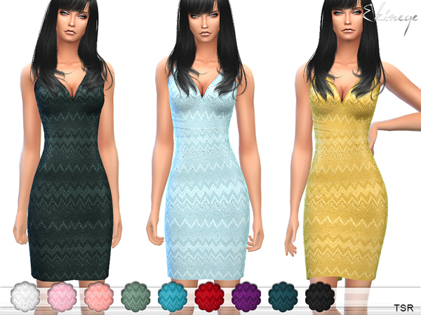 Sims 4 — Zig Zag Pattern Dress by ekinege — Sleeveless zig zag dress with v-neck. 4 different colors. Custom mesh by me.