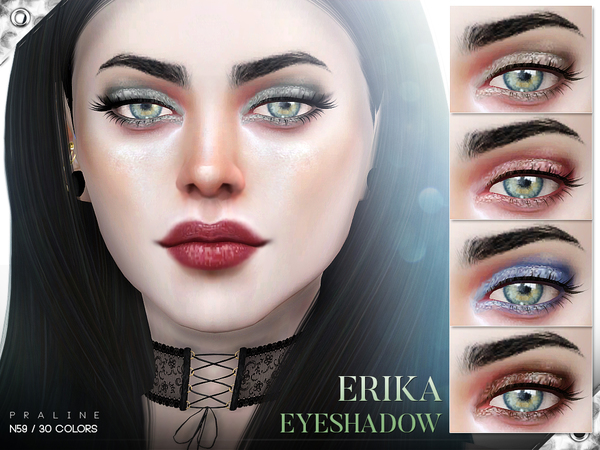 Sims 4 — Erika Eyeshadow N59 by Pralinesims — Glittery pigment eyeshadow in 30 colors.