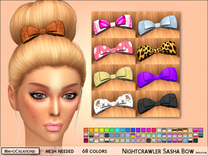 Sims 4 — Nightcrawler Sasha Bow Retexture 1 - mesh needed by MahoCreations — - 68 colors (pattern, denim, solid) - the