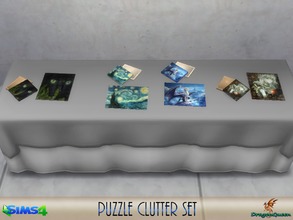 Sims 4 — Puzzle Clutter Set by DragonQueen — A set of sixteen puzzles provide a bit of hobbyist's clutter for your Sim