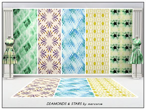 Sims 3 — Diamonds and Stars_marcorse by marcorse — Five collected patterns featuring diamond and star shapes. All are