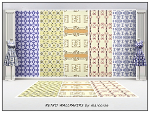 Sims 3 — Retro Wallpapers_marcorse by marcorse — Set of five retro wallpaper patterns. All are found in Fabric, except