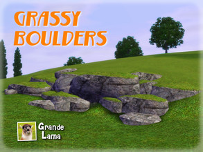 Sims 3 — GrandeLama Grassy Boulders set by GrandeLama — A set of six grassy boulders: three granite boulders and three