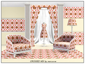 Sims 3 — Crossed Hex_marcorse by marcorse — Geometric pattern: hexagon, circle and cross shapes in pink, tan and white