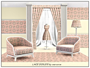 Sims 3 — Lace Doyleys_marcorse by marcorse — Geometric pattern: floral lace doyleys in pink and black on cream