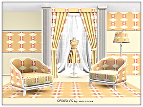 Sims 3 — Spindles_marcorse by marcorse — Geometric pattern: vertical design of spindle shapes in pink, orange and cream