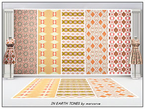 Sims 3 — In Earth Tones_marcorse by marcorse — Five Geometric patterns in soft earth tonings.