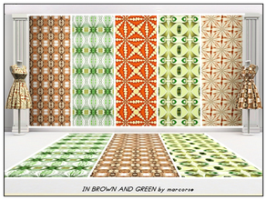 Sims 3 — In Brown and Green_marcorse.. by marcorse — Five patterns in shades of brown and/or green. Retro Tile/Snowflake