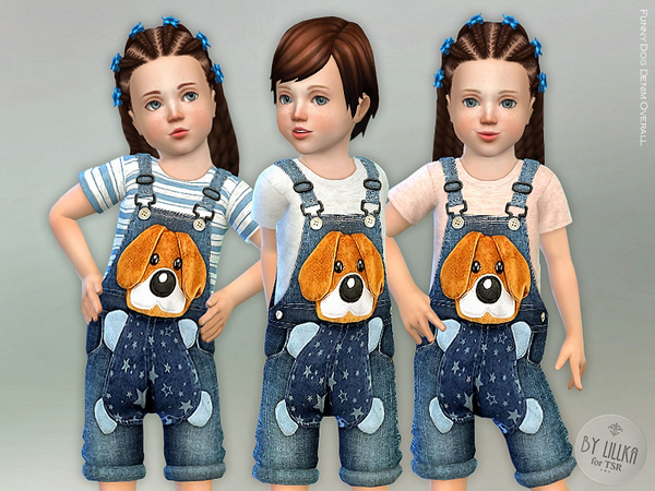 Sims 4 — Funny Dog Denim Overall by lillka — Funny Dog Denim Overall New item / one style I hope you like it :) Poses by