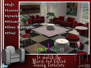 Sims 2 — Deuce! Recoloured001 by Padre — Recolour001 of the Deuce! Fifties Inspired Suite in red faux leather linked with