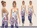 Sims 4 — Summer Jumpsuit by Paogae — Summer jumpsuit with floral pattern in one color, for your sunny days. Categories: