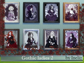 Sims 4 — Gothic ladies 2 by Ineliz — A set of gothic portraits of females. 