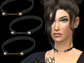 Sims 4 — NataliS_Pin leather choker by Natalis — Pin leather choker. FT-FA-YA 3 colors. 