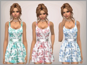 Sims 4 — Floral Print Dress by SweetDreamsZzzzz — Set of 6 floral dresses for everyday and formal and party wear Hair by