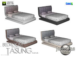 Sims 4 — tasung bed double by jomsims — tasung bed double