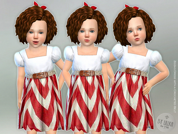 Sims 4 — Zigzag Dress with a Crocheted Belt by lillka — Zigzag Dress with a Crocheted Belt New item / one style I hope