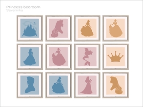 Sims 4 — [Princess Bedroom] - Princess silhouette paintings by Severinka_ — Disney Princess silhouette paintings From the