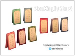 Sims 4 — Table Menu 8 New Colors - Need Dine Out by jeisse197 — 8 recolor in, hope you like it! Category : objects Please