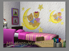 Sims 4 — MB-HappyWall_Moon by matomibotaki — MB-HappyWall_Moon. two little teddy-bears are dandeling on the moon, sweet
