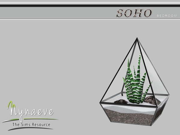 Sims 4 — Soho Haworthia Plant Terrarium by NynaeveDesign — Soho Bedroom - Haworthia Plant Terrarium Located in: Decor -