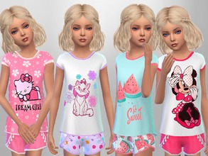 Sims 4 — Girls Summer Sleepwear by SweetDreamsZzzzz — Set of 4 girls sleepwear outfits for sleepwear and everyday Poses