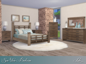 Sims 4 — Sea View Bedroom by Lulu265 — A rustic wood coastal themed bedroom , to decorate your home . Comes in three