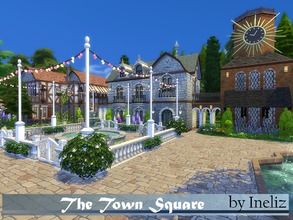 Sims 4 — The Town Square by Ineliz — A place where your sims can shop and hang out all the time! Includes traits: Penny