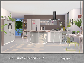 Sims 4 — Gourmet Kitchen Pt. I by ung999 — This kitchen set consists of 2 parts, part one of this set includes 11