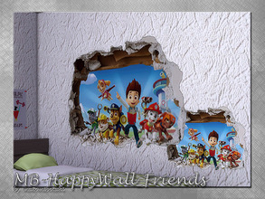 Sims 4 — MB-HappyWall_Friends by matomibotaki — MB-HappyWall_Friends, looks like a hole in the wall, fancy wall tattoo