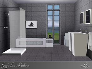 Sims 3 — Gray Tones Bathroom by Lulu265 — A Monochrome modern bathroom is grays and white , to add a modern touch to your