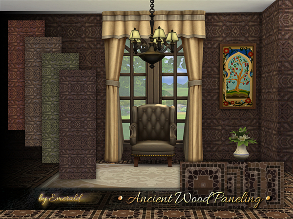Sims 4 — Ancient Wood Paneling by Emerald — Add an unmatched beauty and elegance to your space through the use of ancient
