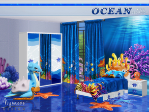 Sims 4 — Ocean Kids Bedroom by NynaeveDesign — A watery kids room with bright and colorful coral reefs, lush plants and