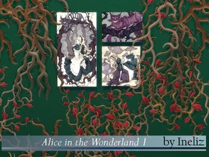 Sims 4 — Alice in the Wonderland 1 by Ineliz — A set of paintings with Alice in the Wonderland theme.