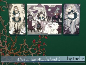 Sims 4 — Alice in the Wonderland 3 by Ineliz — A set of paintings with Alice in the Wonderland theme.
