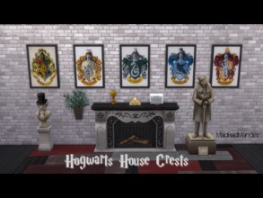 Sims 4 — Harry Potter House Crests by MadRadMandee — Comes in four frame colors. For the HP fan in all of us. :)