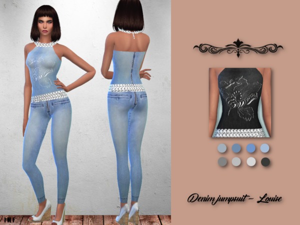 Sims 4 — IMF Denim Jumpsuit - Louise by IzzieMcFire — Denim Jumpsuit Louise contains 8 colors. Standalone item with