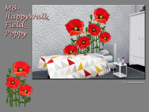Sims 4 — MB-HappyWall_Field_Poppy by matomibotaki — MB-HappyWall_Field_Poppy, lovely poppy wall tatoo, stylish decoration