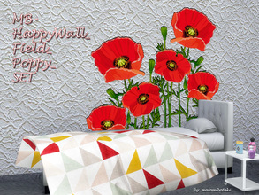 Sims 4 — MB-HappyWall_Field_Poppy_SET by matomibotaki — MB-HappyWall_Field_Poppy2, lovely poppy wall tatoo left and richt