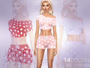Sims 4 — Jaded Pyjama Set by taraab — A new pyjama shorts and top design that comes in 14 colors! Available for sims aged