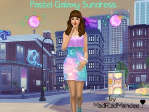 Sims 4 — Pastel Galaxy Dress by MadRadMandee — Base game recolor :) Be pretty in pink, and out of this world!